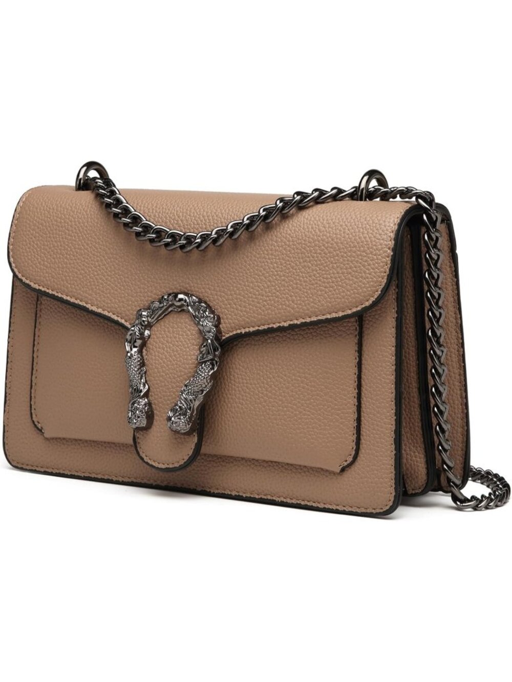 Womens Khaki Quilted Small Pu Leather Shoulder Purse Chain Crossbody Bag